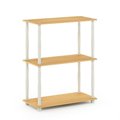 Furinno Furinno 18029BE-WH Turn-N -Tube 3-Tier Compact Multipurpose Shelf Display Rack with Classic Tube; Beech & White 18029BE/WH